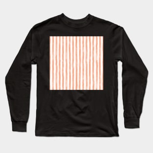 Beach day watercolor stripes in soft apricot blush Long Sleeve T-Shirt